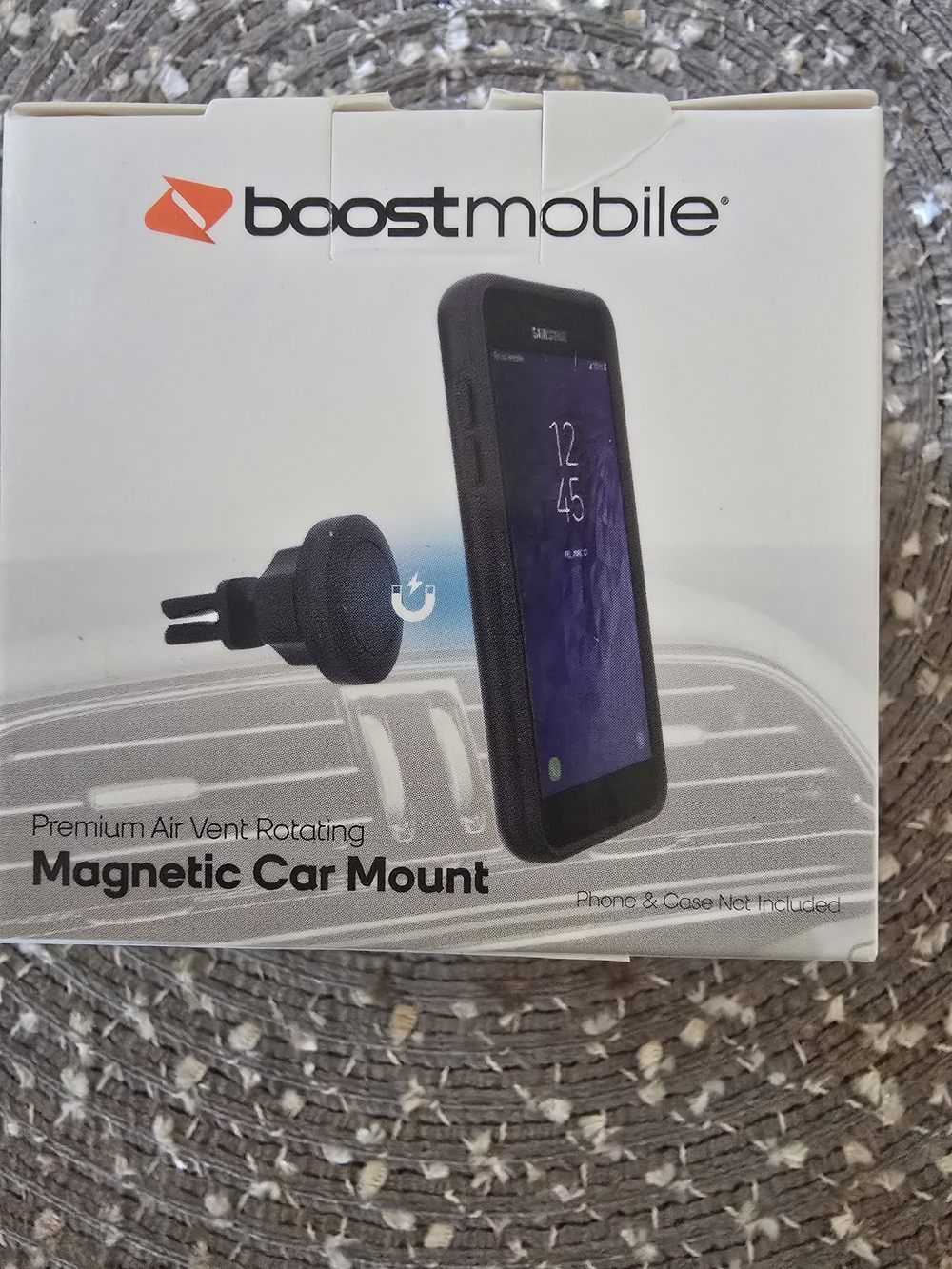 Boost Mobile Black Magnetic Car Mount - Air Vent Rotating Holder